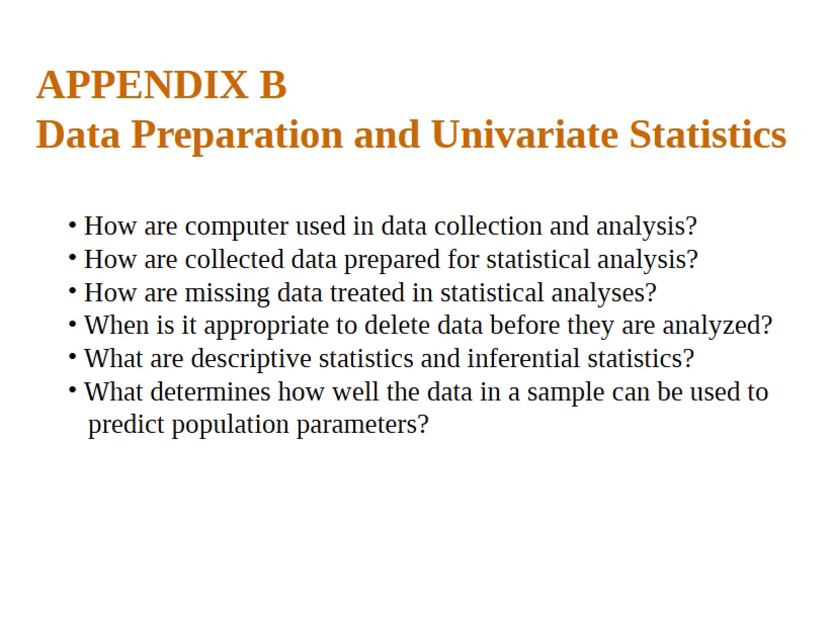 Univariate Statistics and Data Preparation
