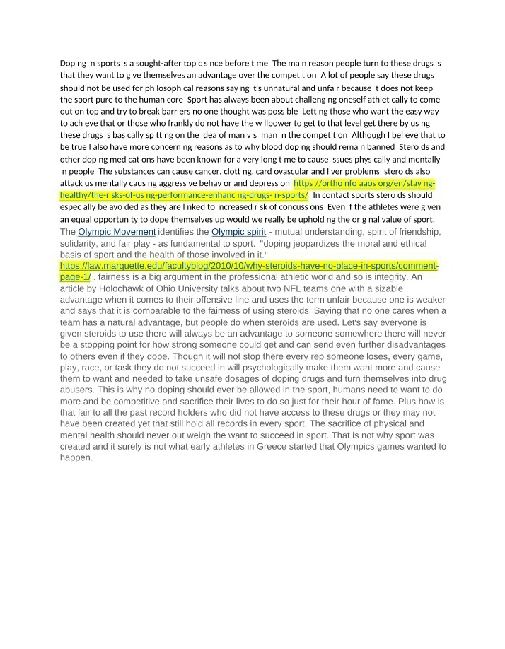 Doping in Sports - Health and Unfair Advantages