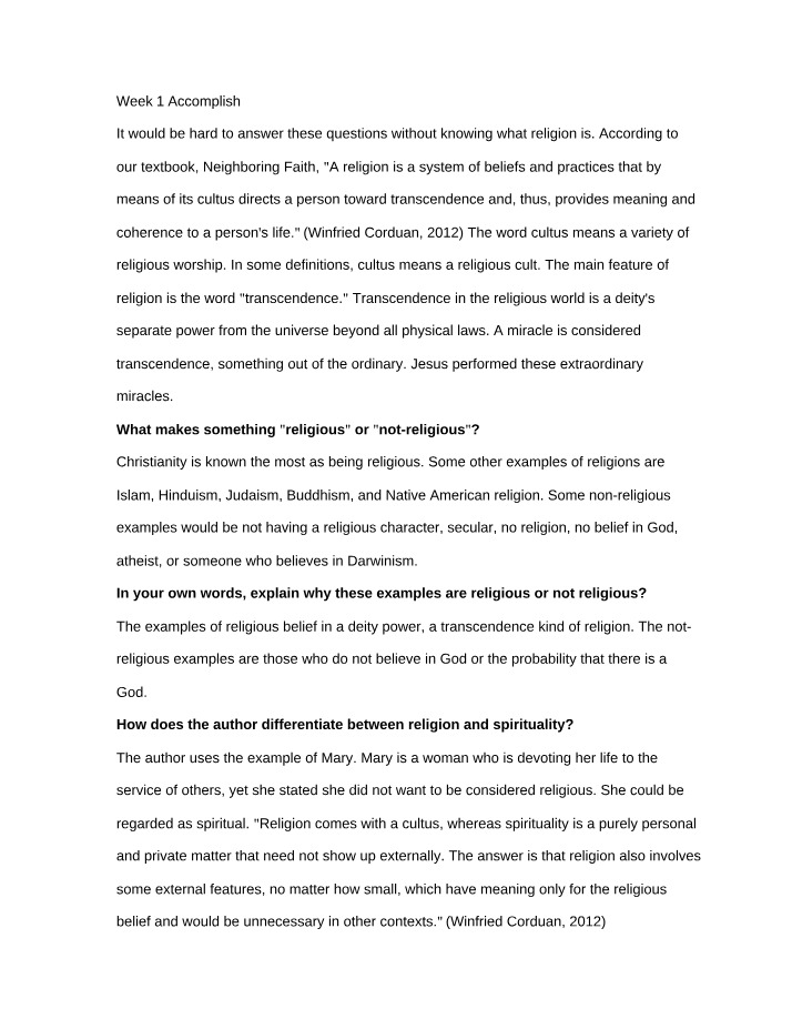 Religion - Beliefs, Practices, and Transcendence