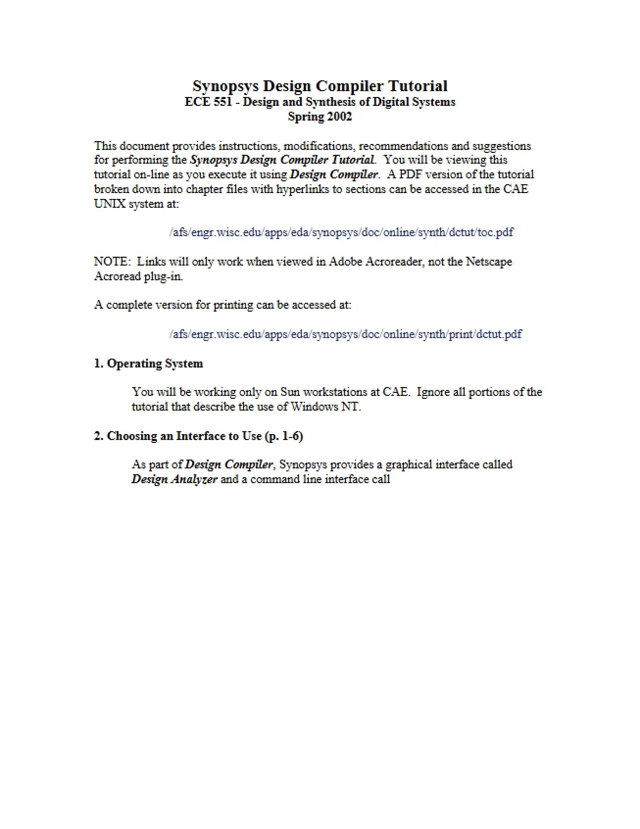 Guide to Synopsys Design Compiler