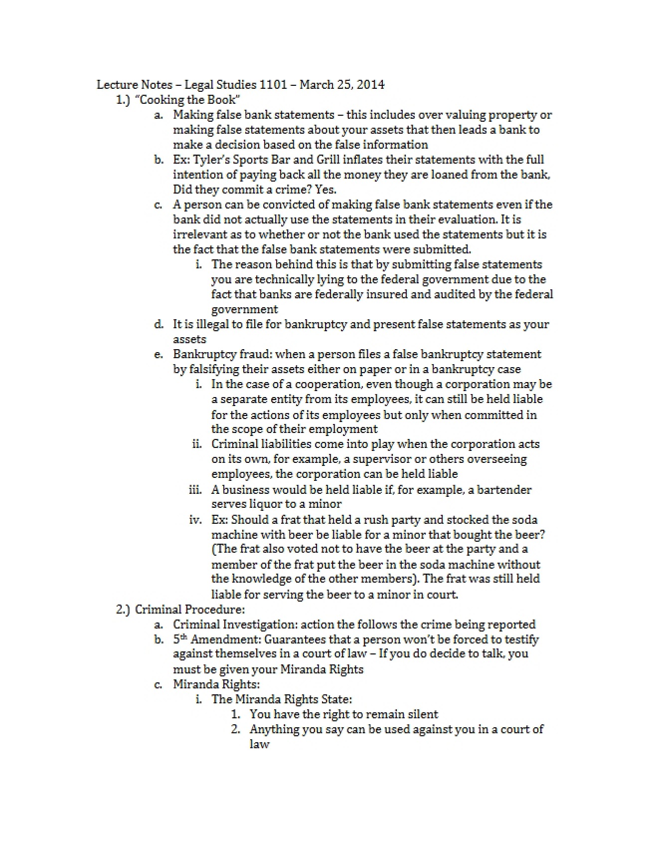 Lecture Materials for Legal Environment of Business