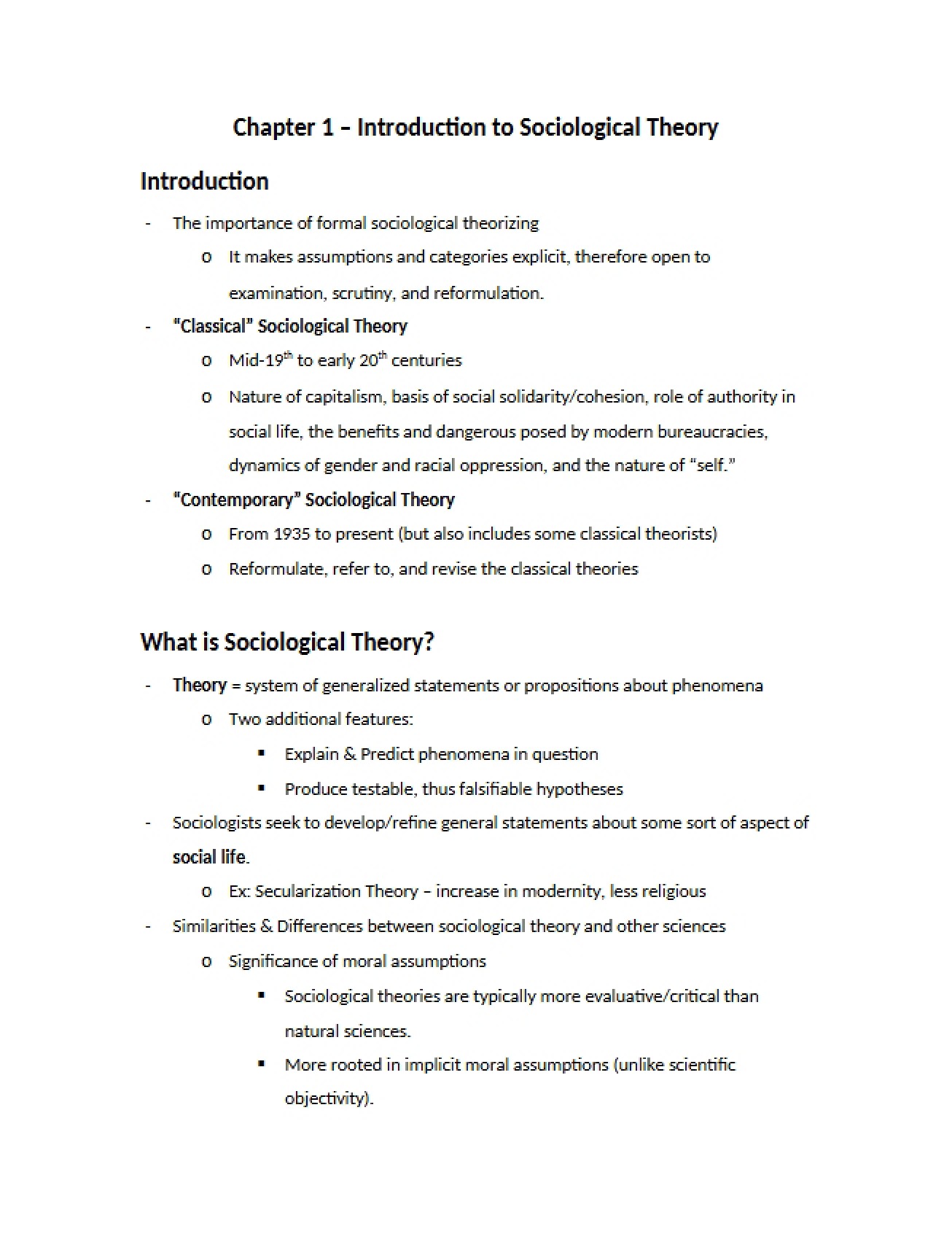 Sociological Theory Introduction (Chapter 1)