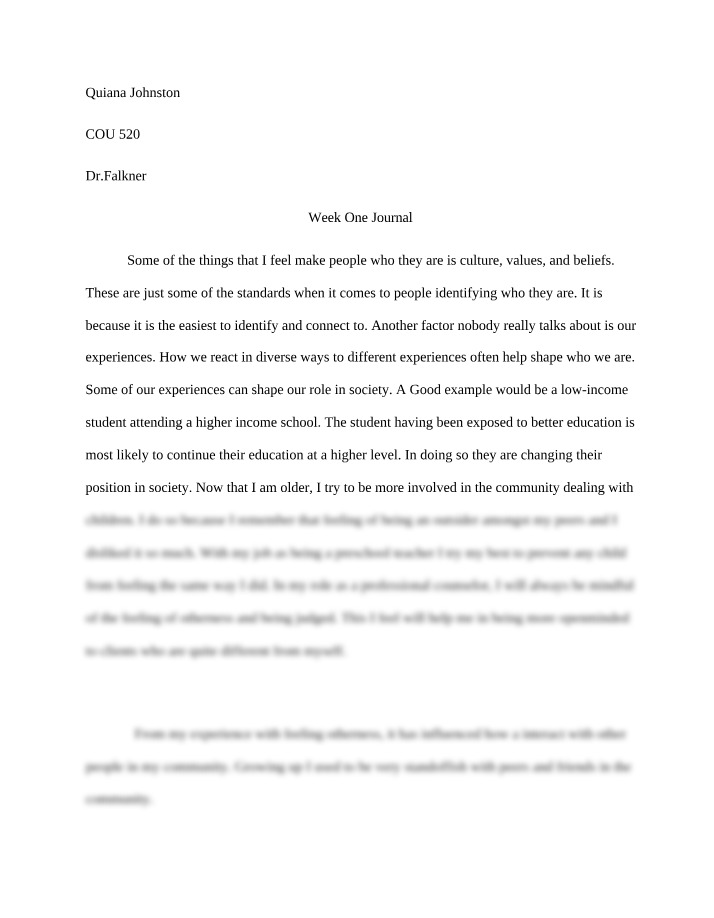 Journal - Week One