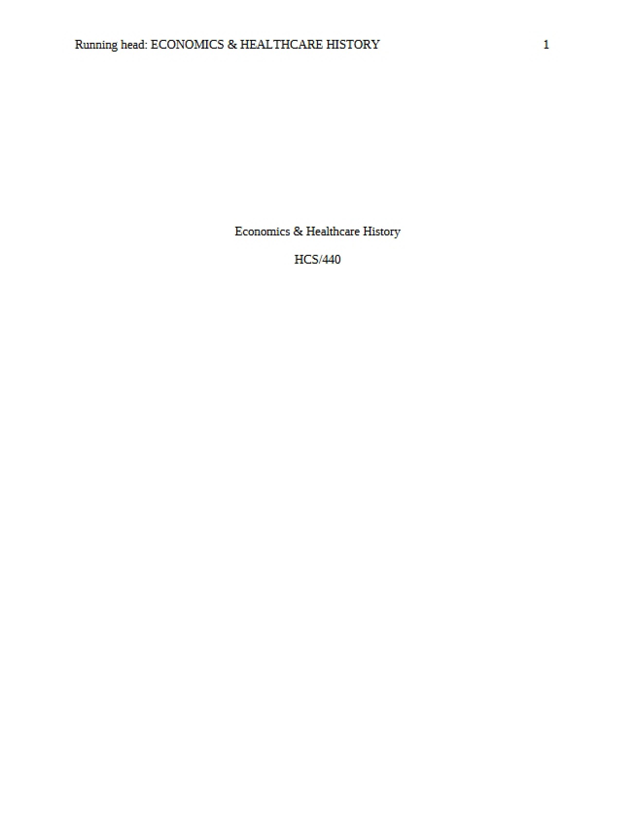 Healthcare History and Economics
