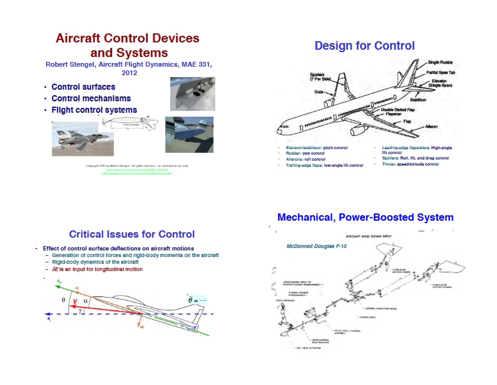 Systems and Devices for Aircraft Control