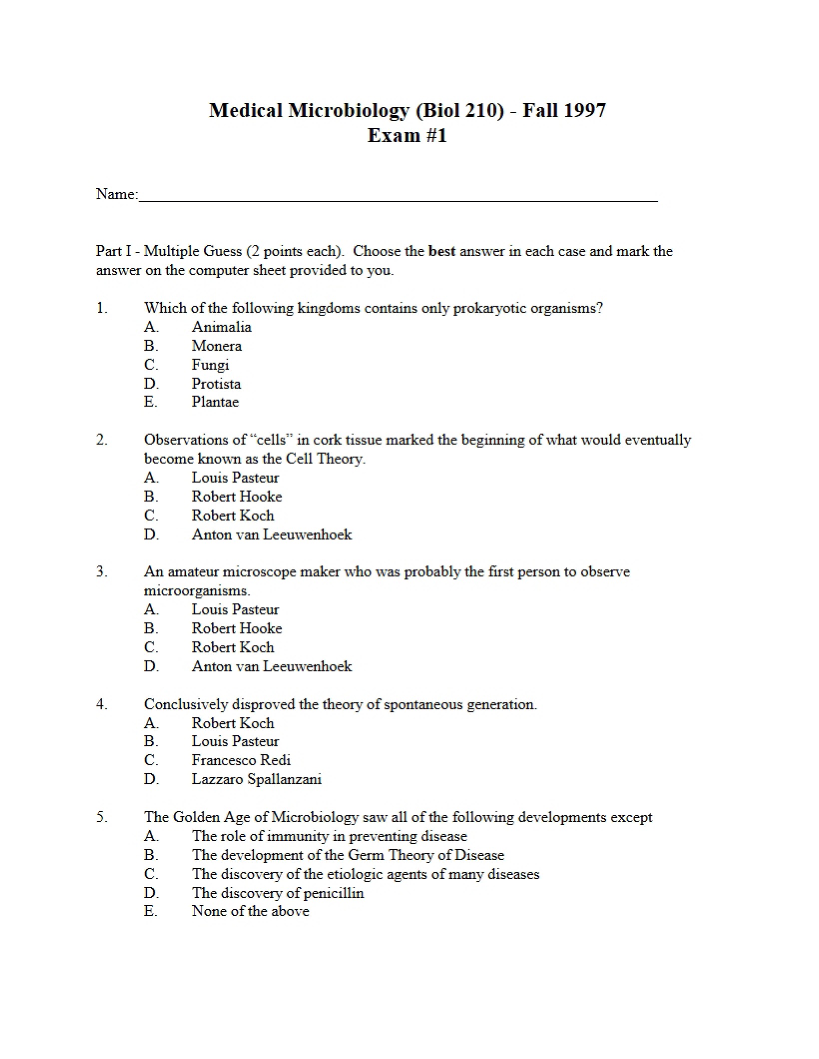Medical Micro Exam