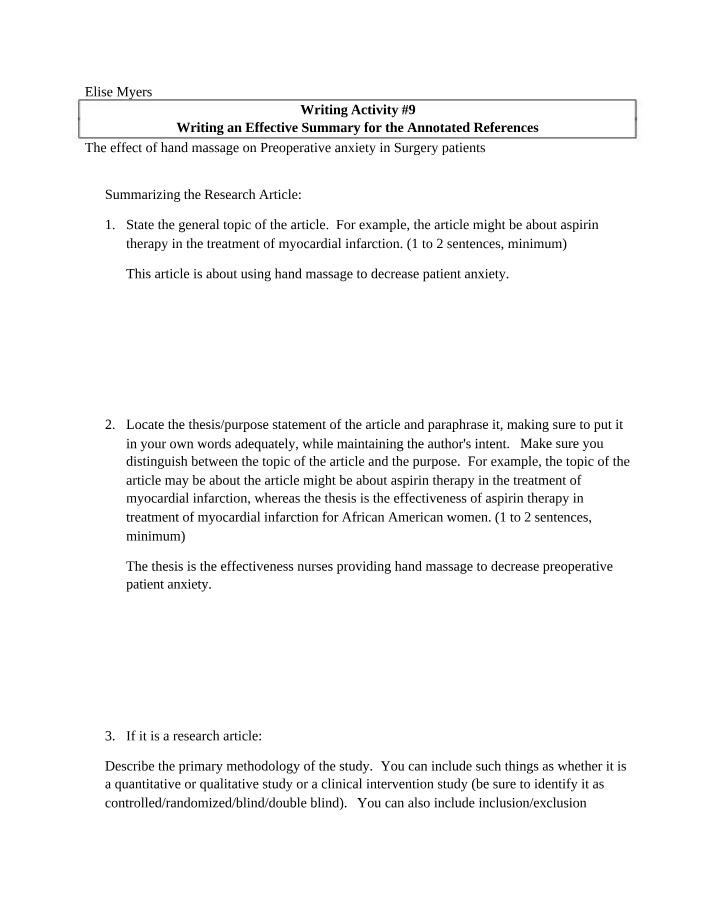 Writing Activity 9 - Summary for Annotated References