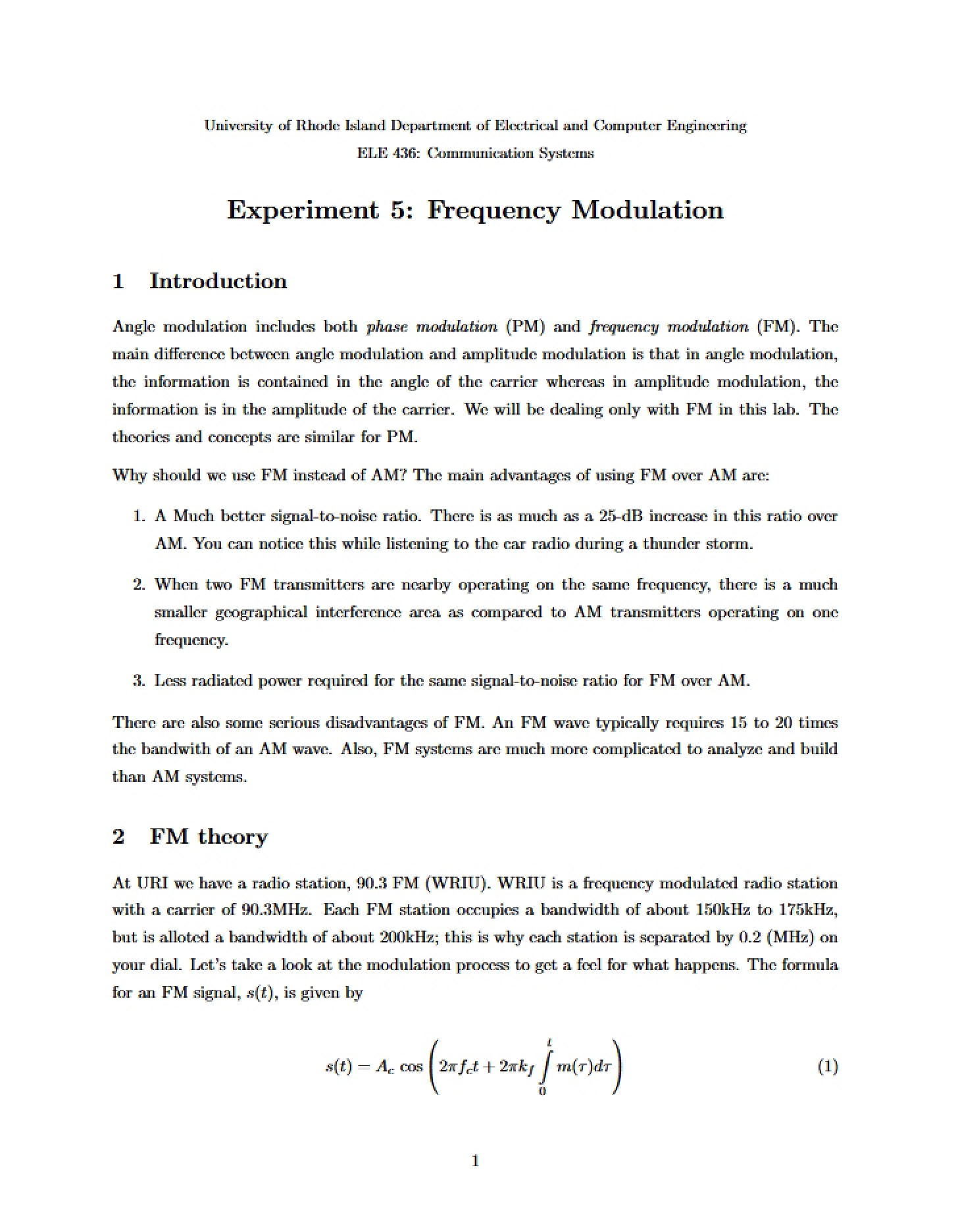 Modulation of Frequency