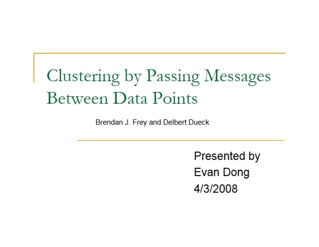 Message Passing for Data Point Clustering