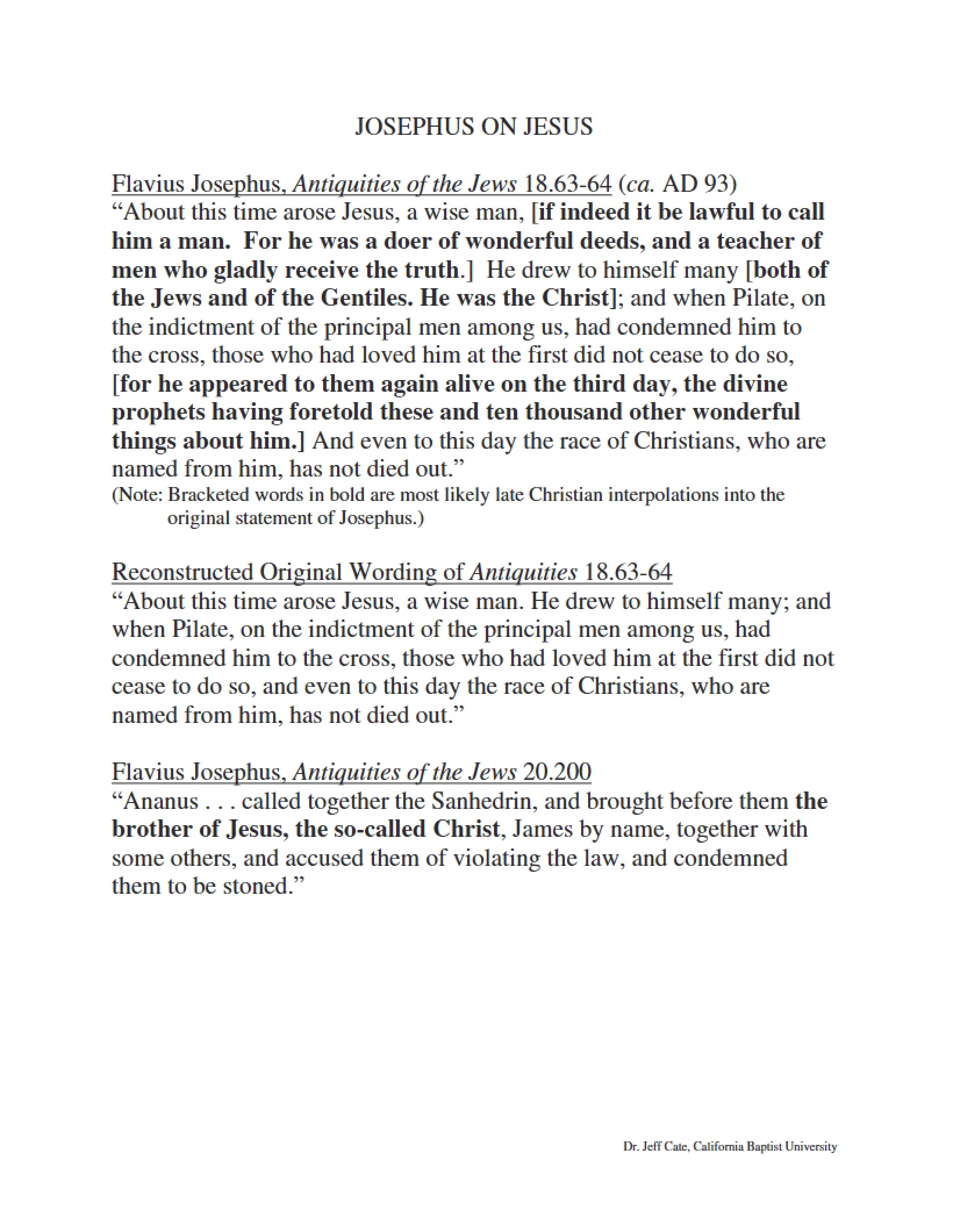 Jesus as described by Josephus