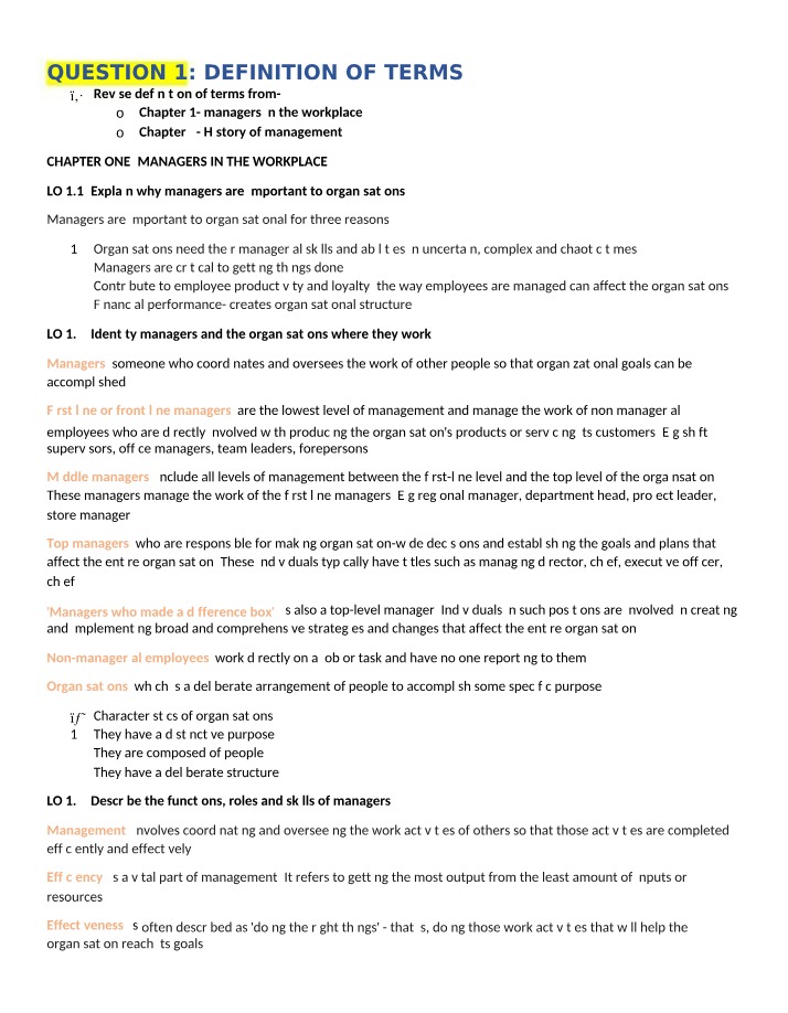 Managers in the Workplace - Importance and Definition of Terms