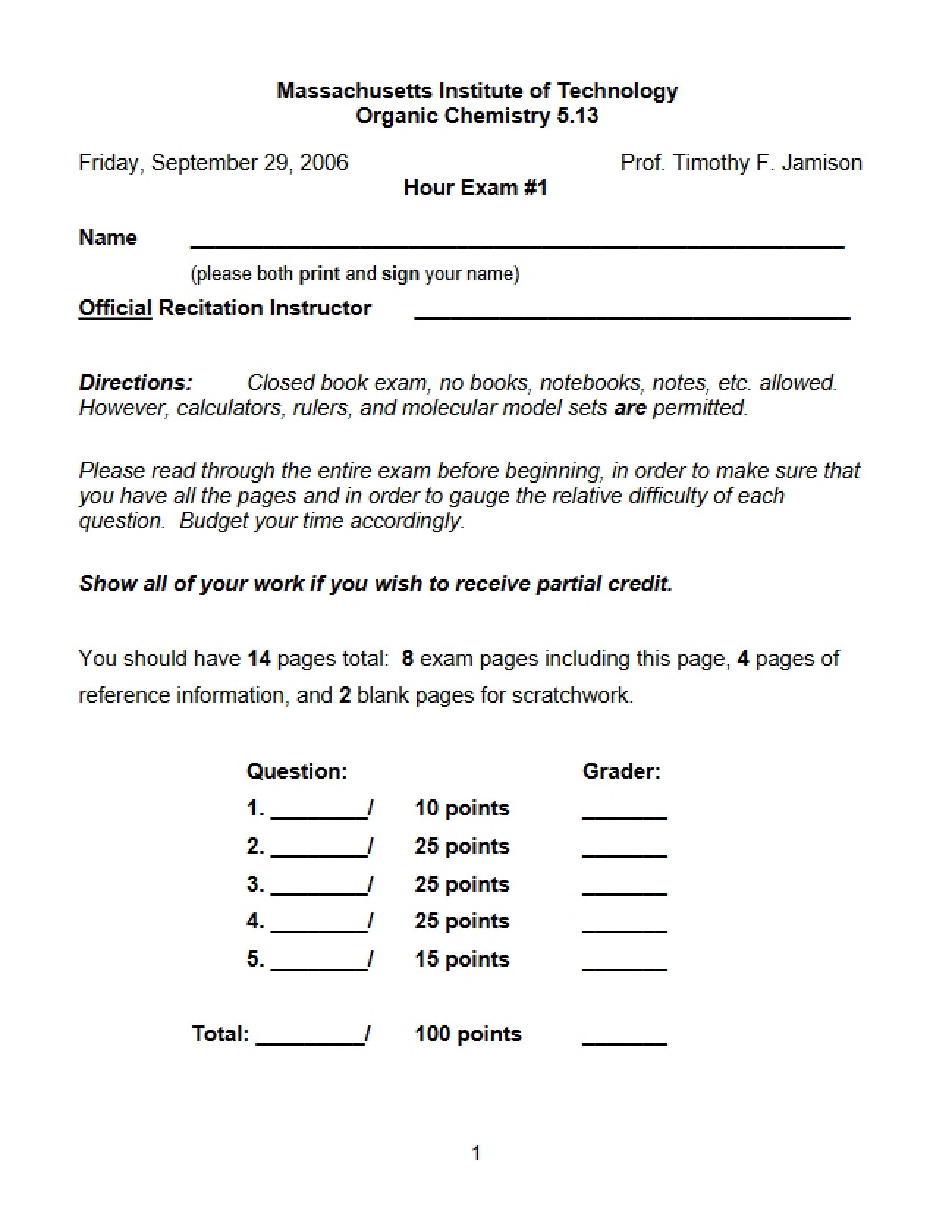 First Examination