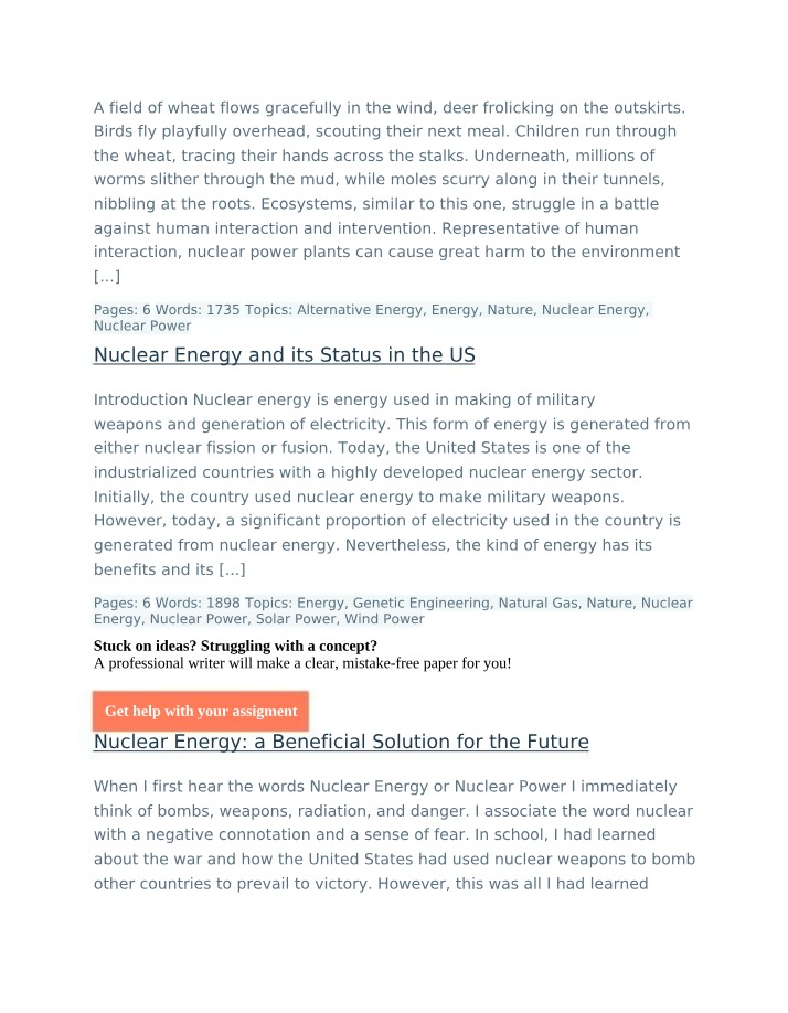 Future and Benefits of Nuclear Energy