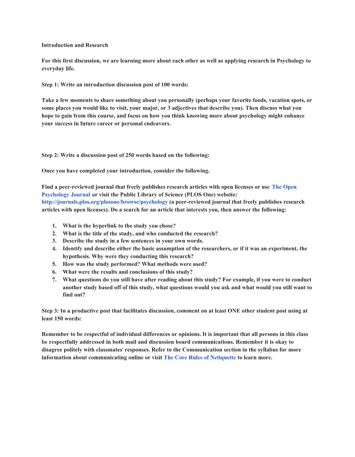 Introductions - Discussion 1