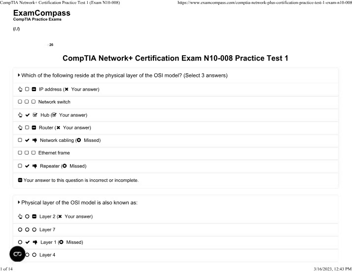 CompTIA Network+ Certification Practice Test 1