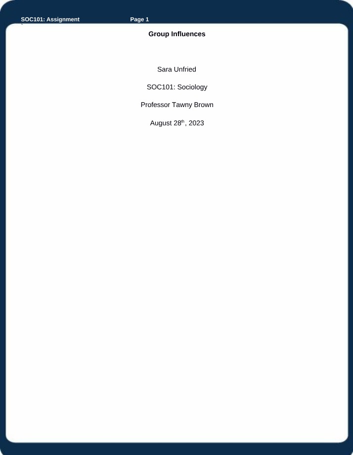 Week 7 Assignment - SOC 101H