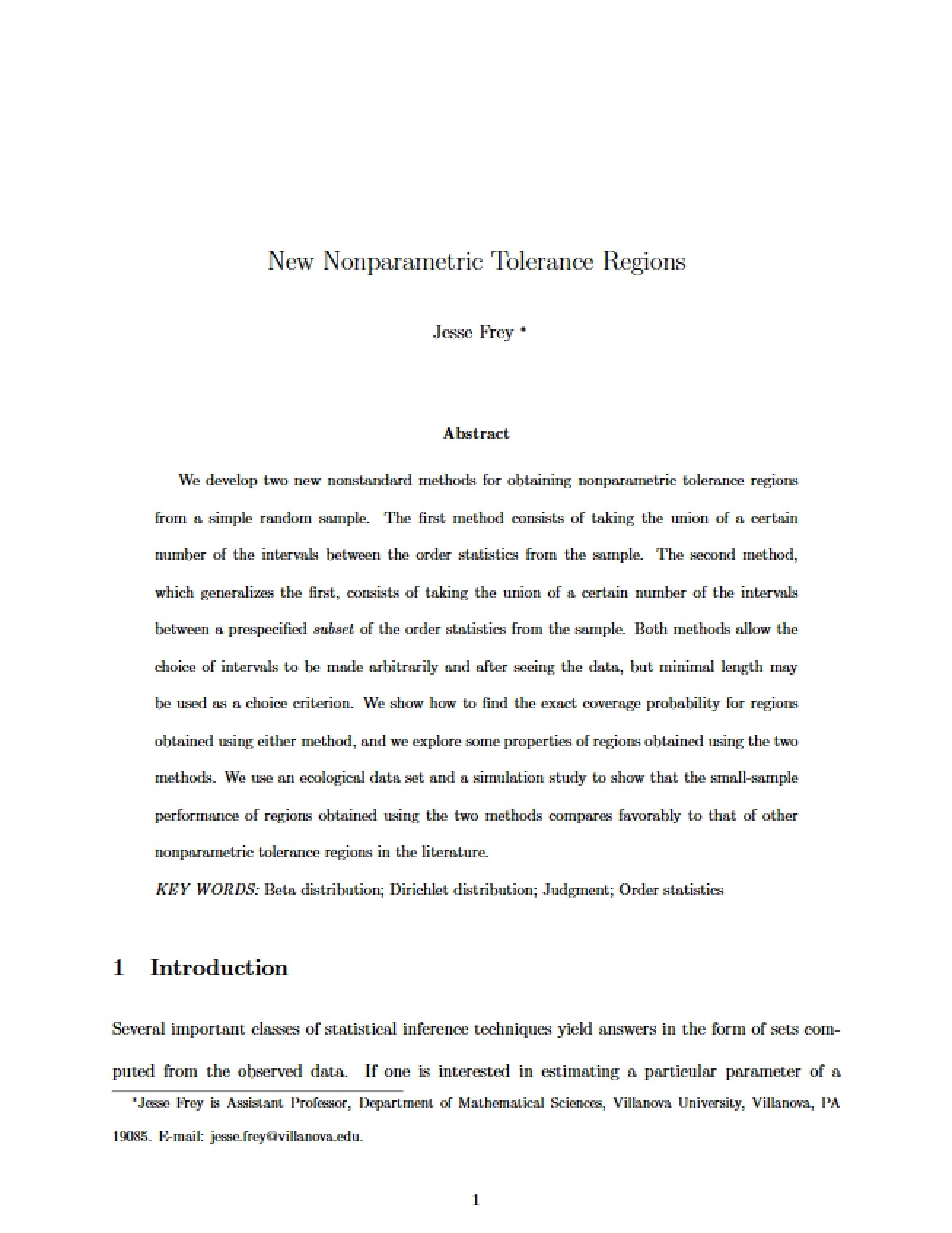 Tolerance Regions New Nonparametric Approaches