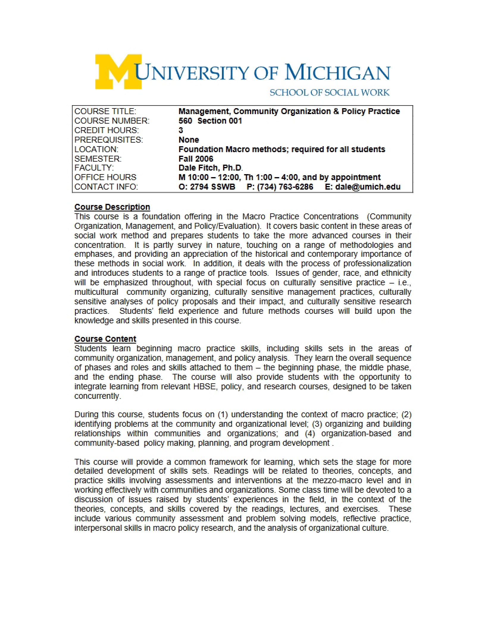 Management and Policy Syllabus