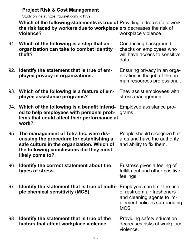 Management of Project Risk and Cost