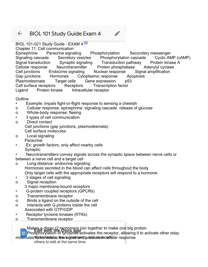 Cell Communication - Signaling Pathways