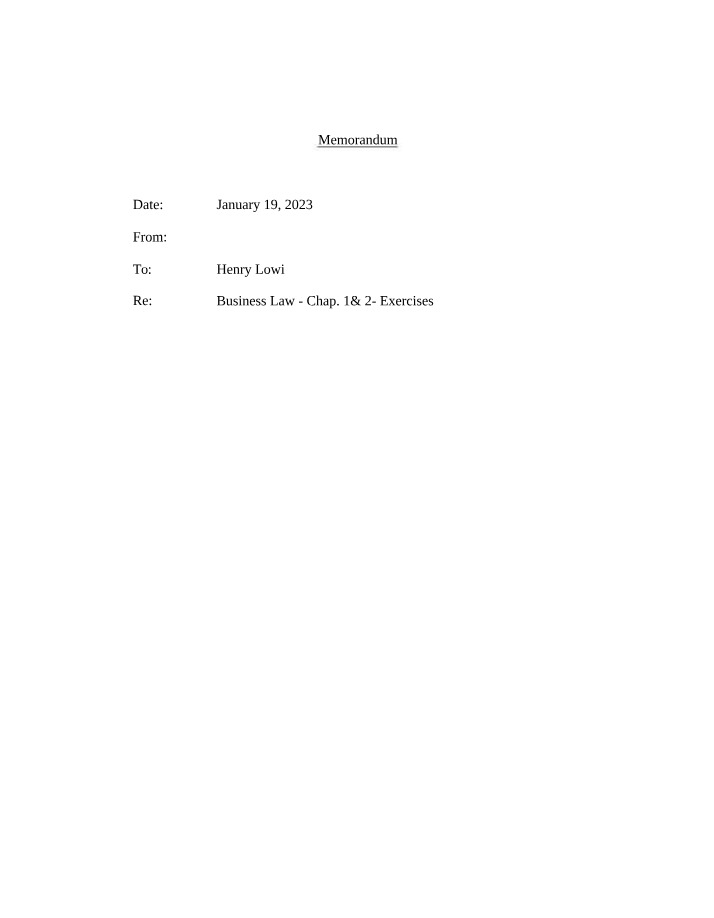 Business Law Chapter 3-A Exercises