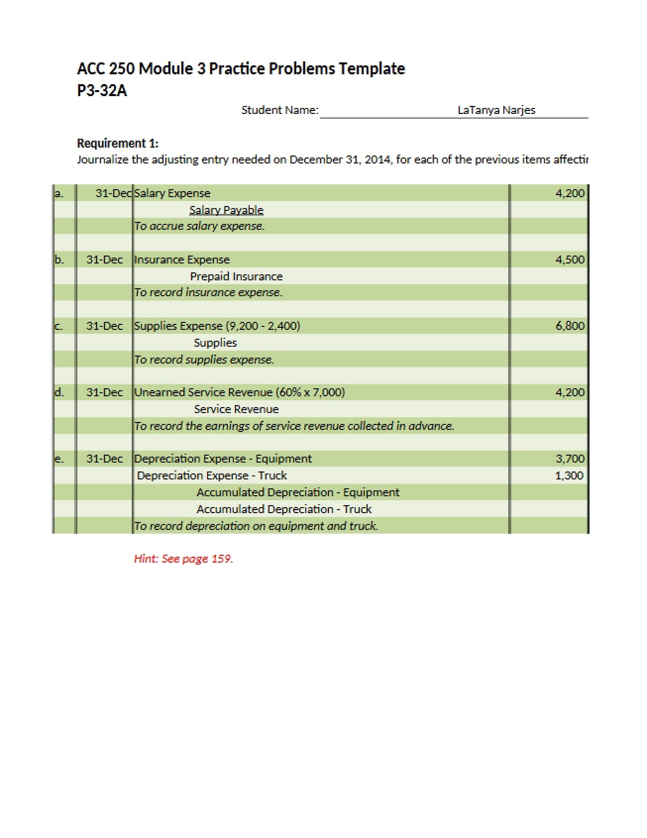 Template for Practice Problems in Module 3