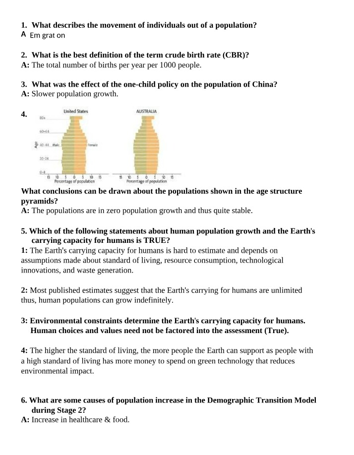 Population Dynamics - Birth Rates, Emigration, and Demographic Transition Quiz