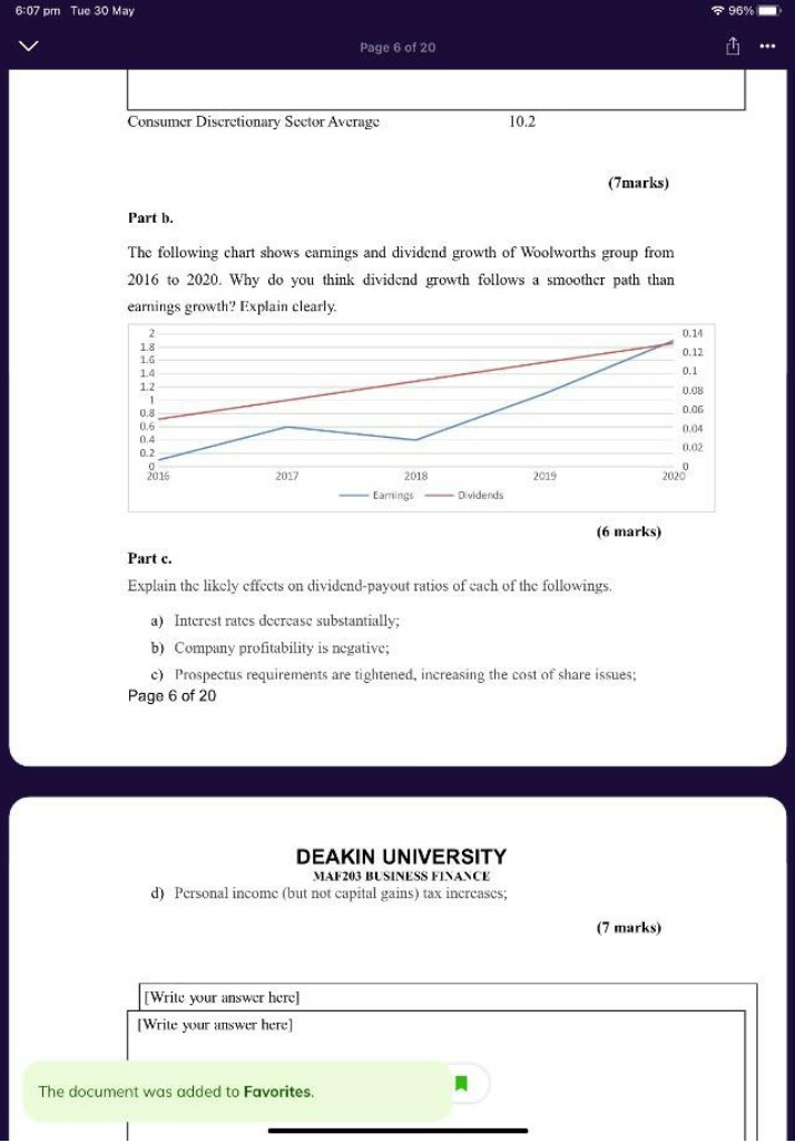 Exam Questions - MAF203 Business Finance