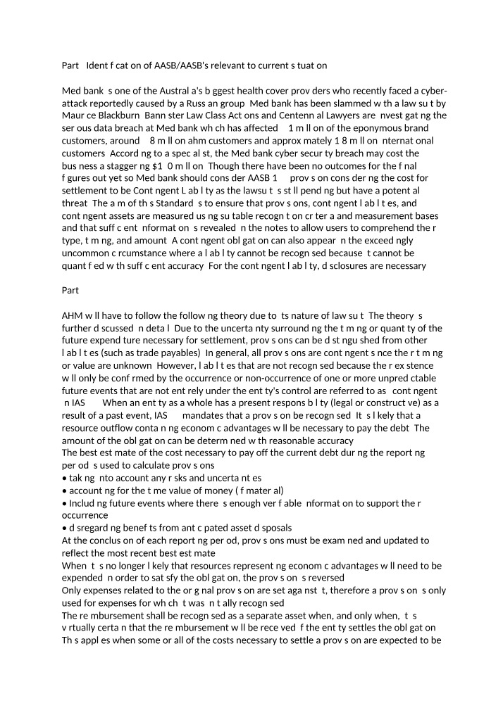 Managing Contingent Liabilities - Medibank and AASB Impact