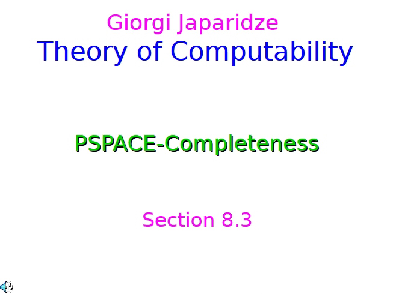 Theory of Computability
