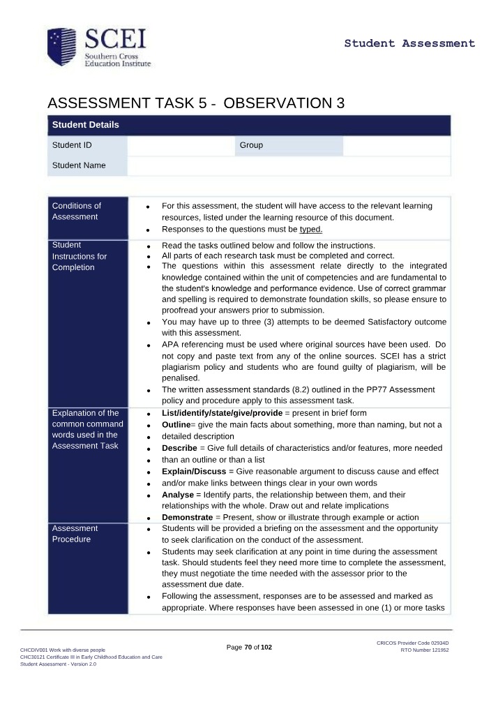 Observation 3 and Role Play Reflection (Task 5)