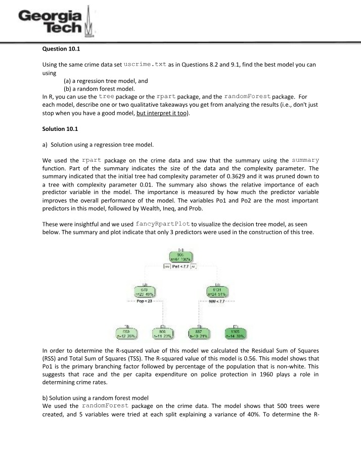 Crime Data Modeling - Regression Tree vs Random Forest