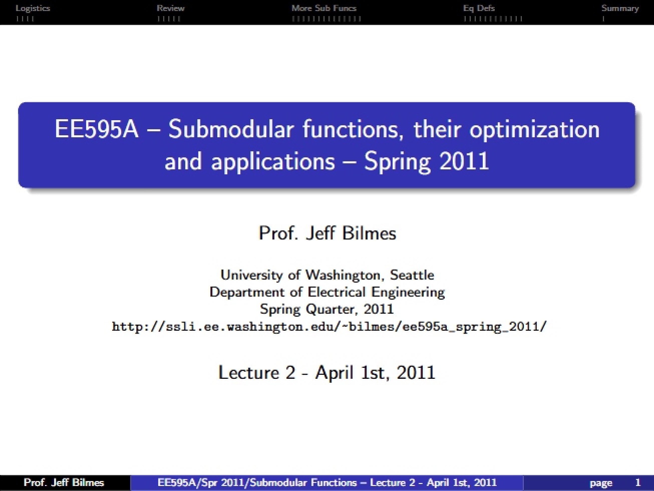 Notes from Lecture