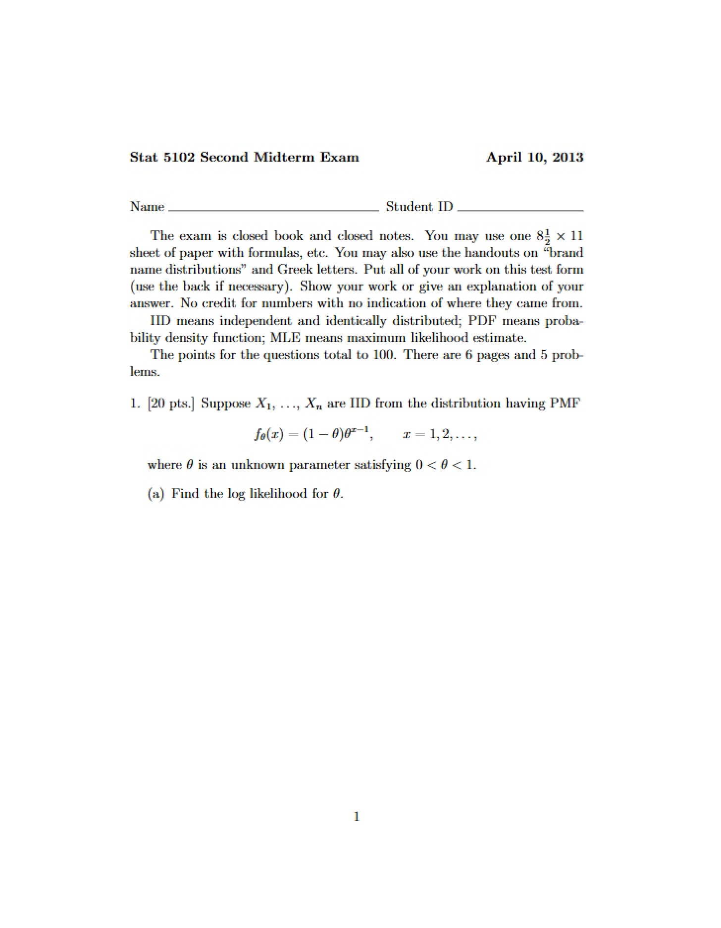 Exam Midterm
