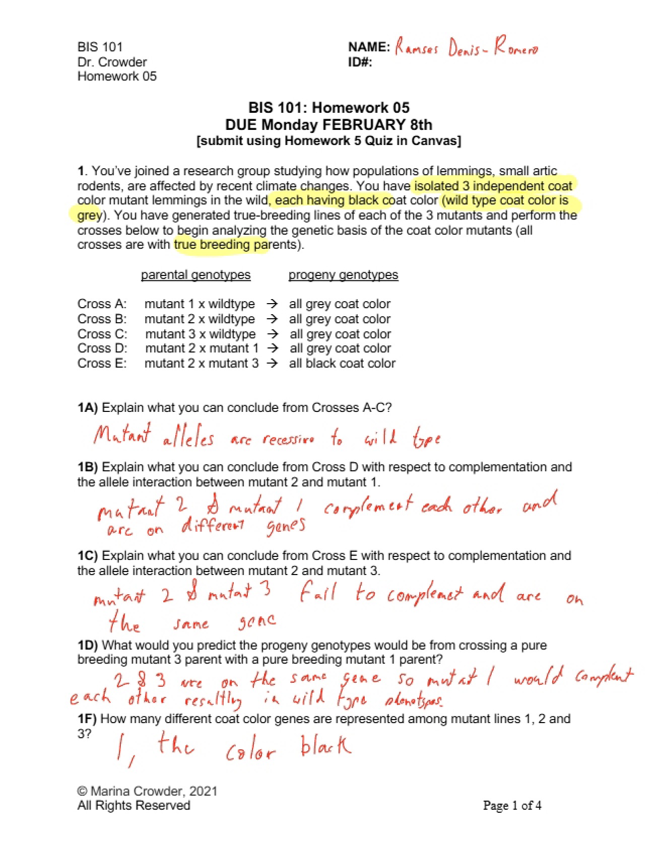 Homework 5 for BIS 101