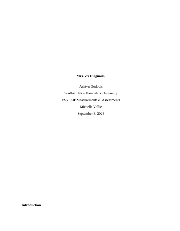 Diagnosis of Mrs. Z