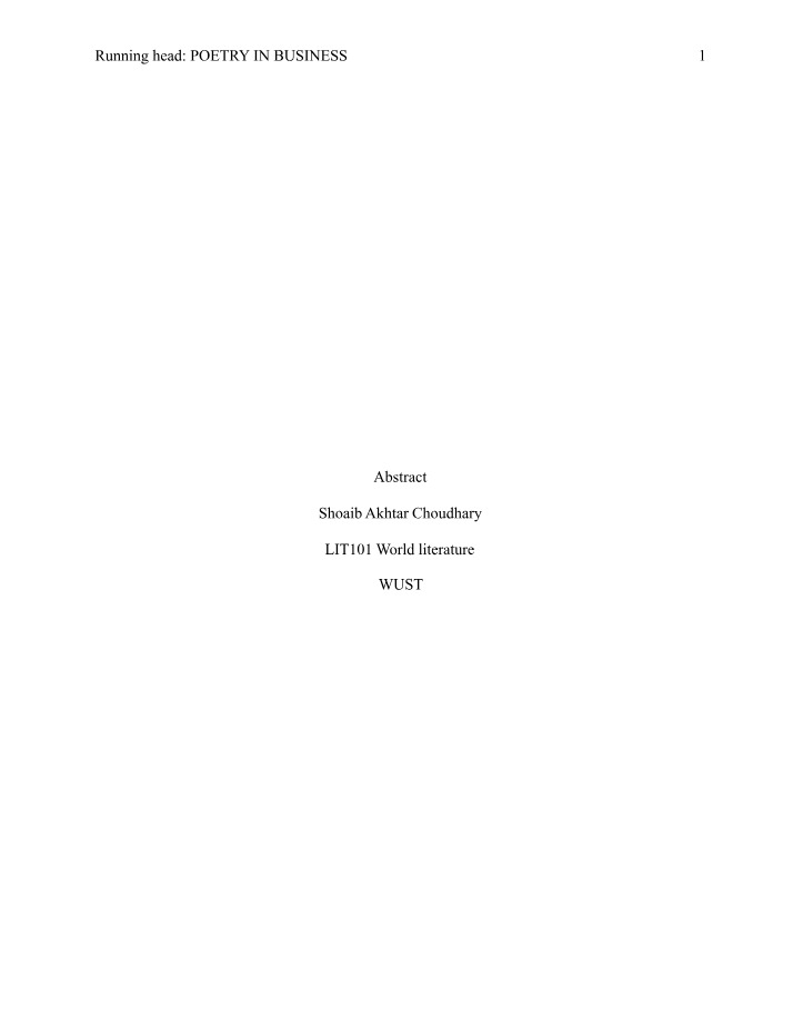 Poetry and Business
