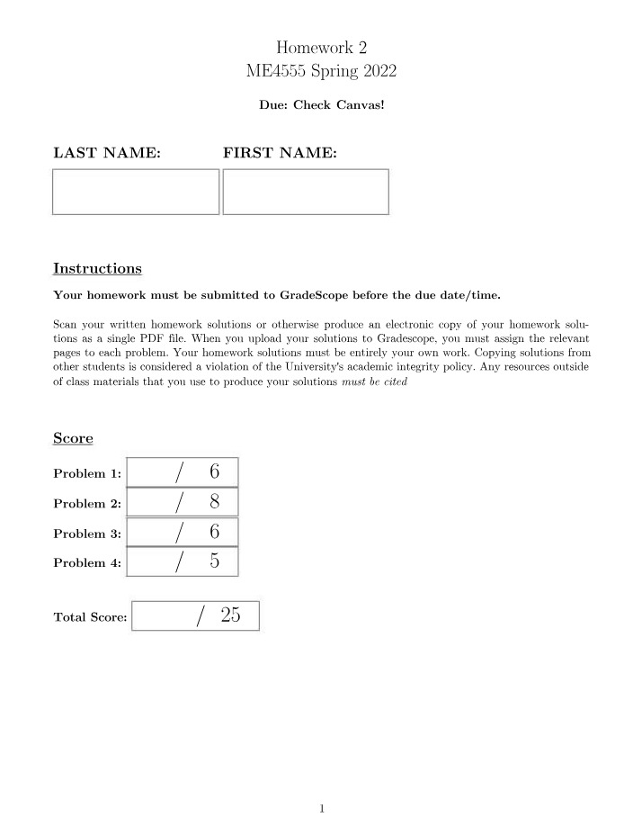 ME 4555 - Homework 2 (Spring 2022)