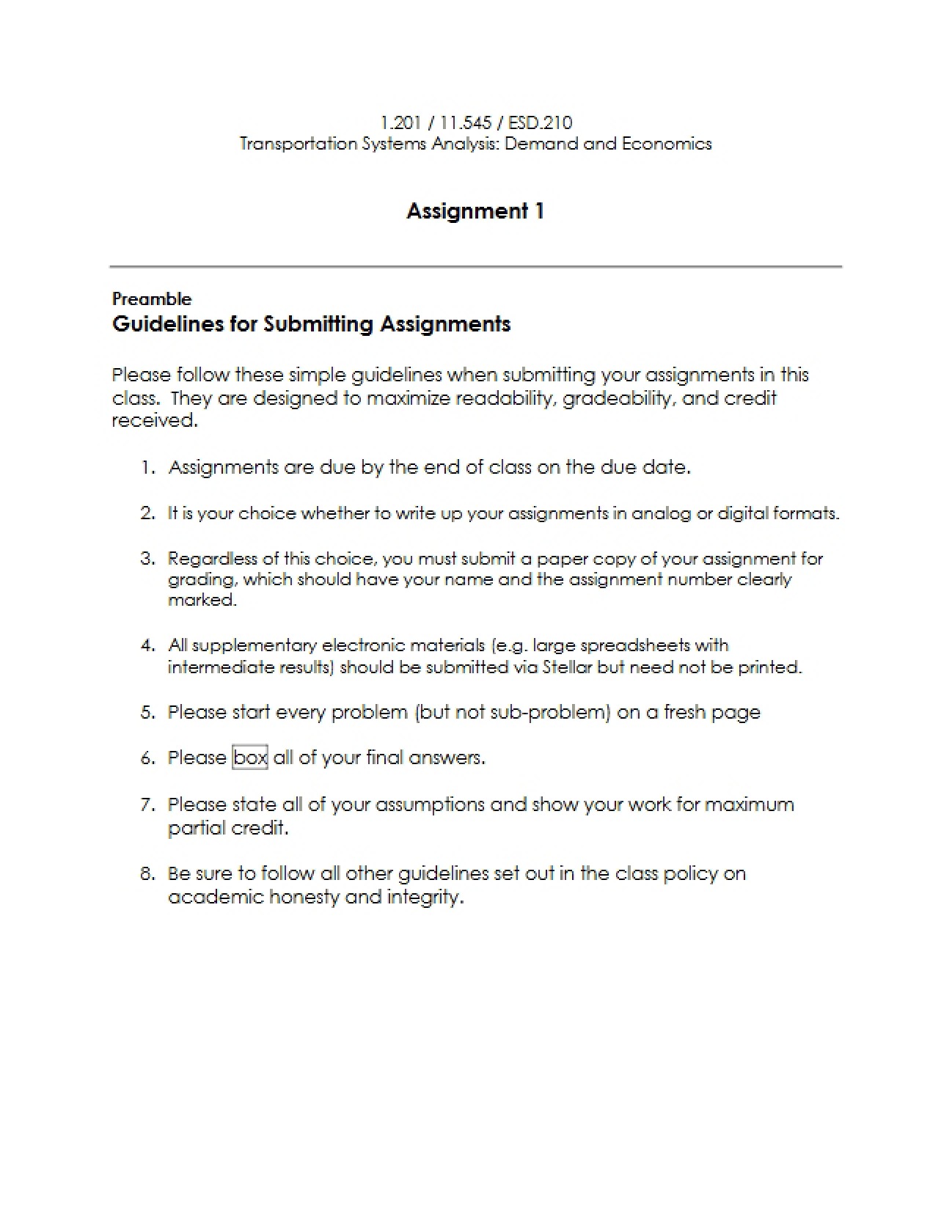 Assignment 1: Economics and Demand