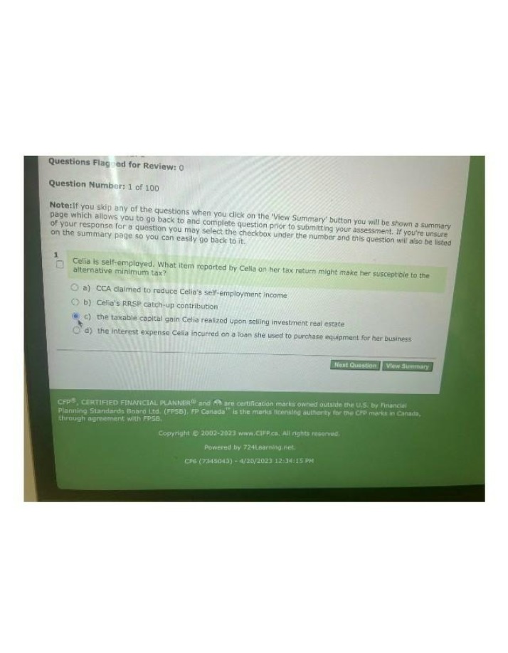 Alternative Minimum Tax - CFP Exam Question