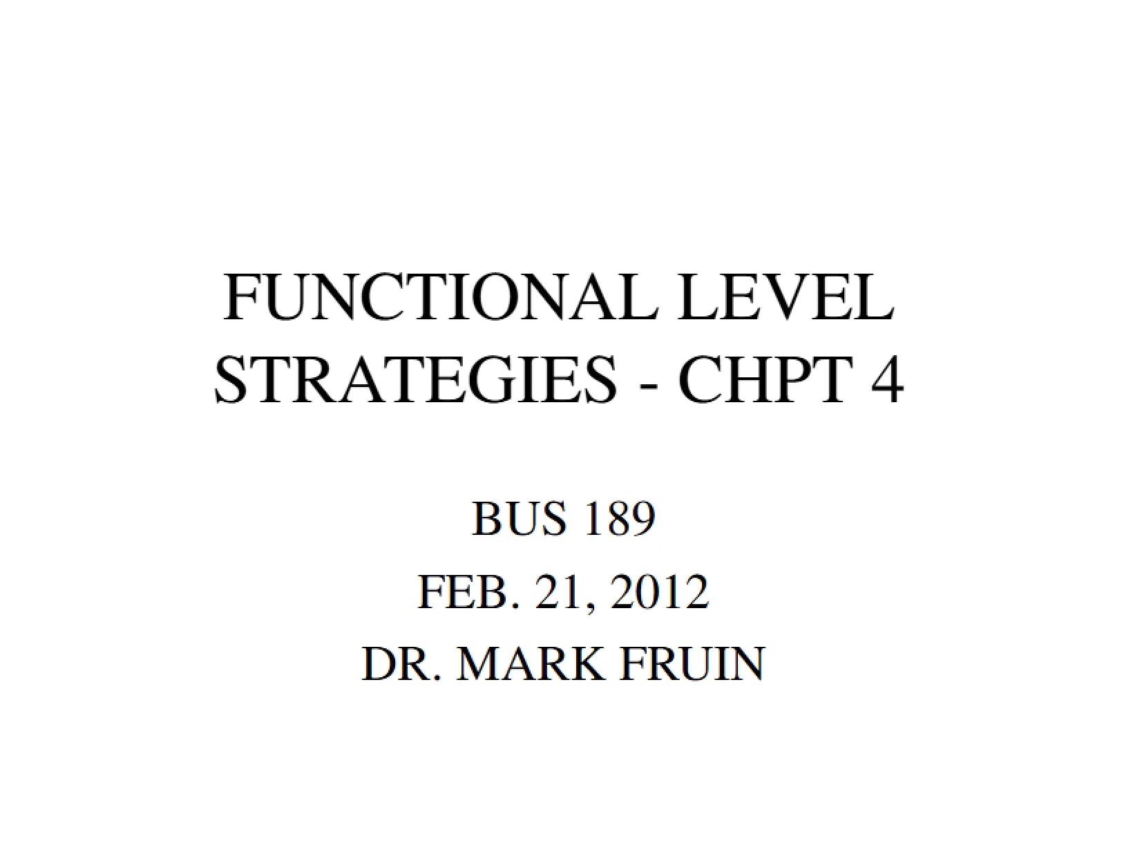 Strategic Management Chapter Four