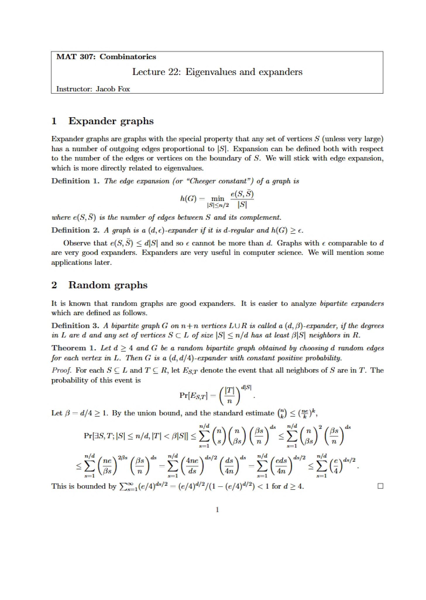 Expanders and Eigenvalues