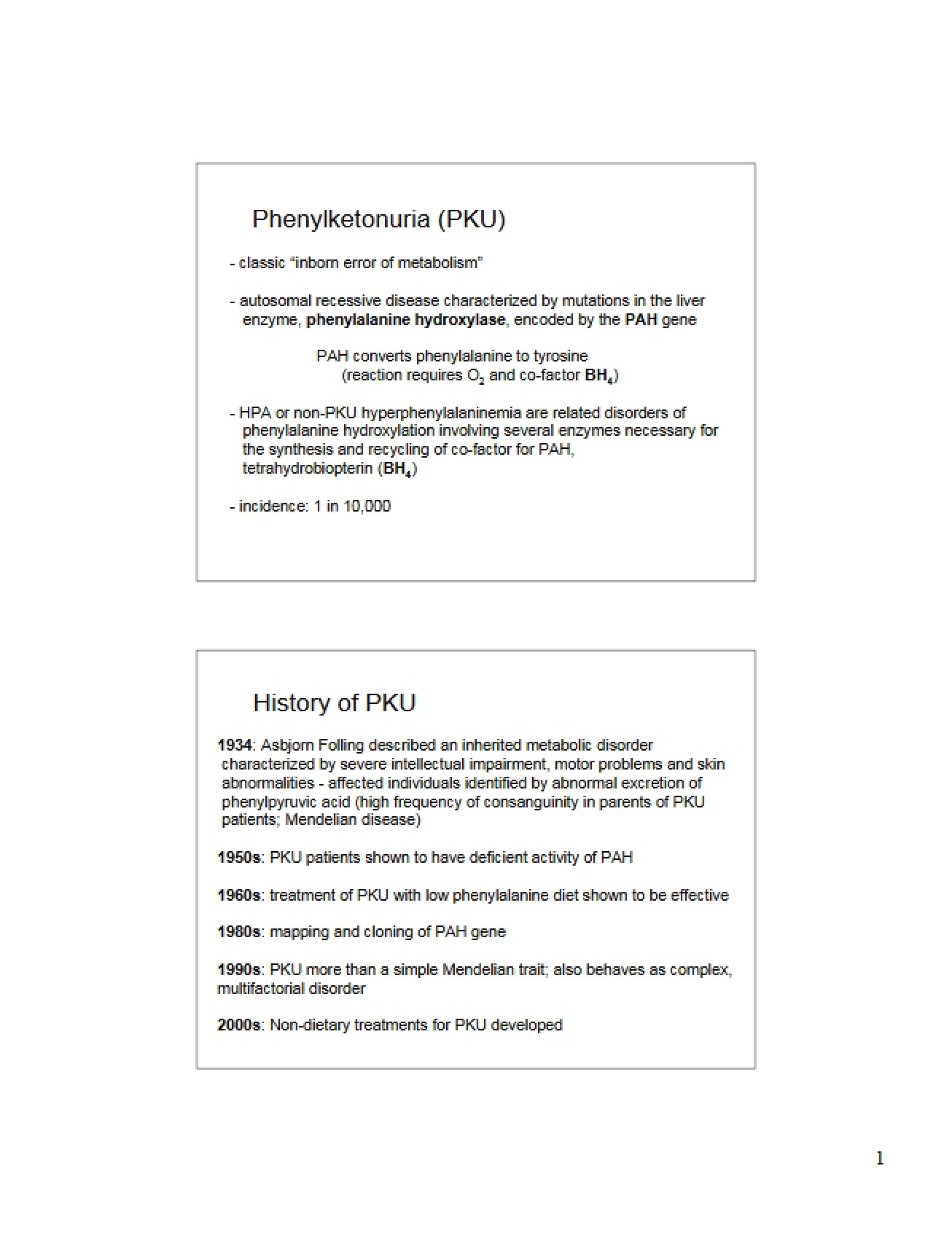 PKU Lecture - Advanced Topics in the Biochemical Basis of Human Disease