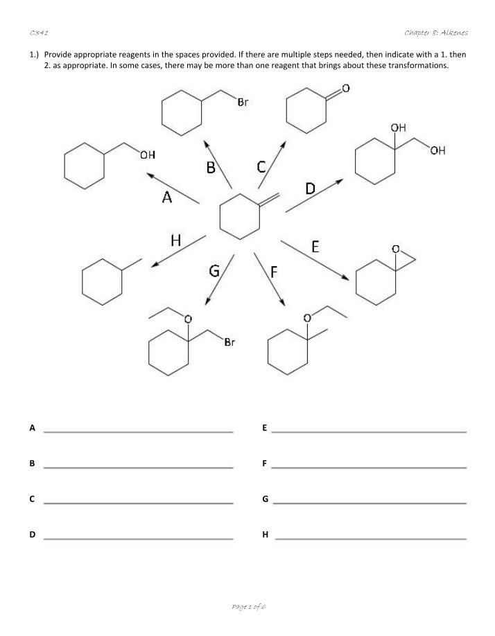 Alkenes - Practice Problems and Mechanisms (Chapter 8)