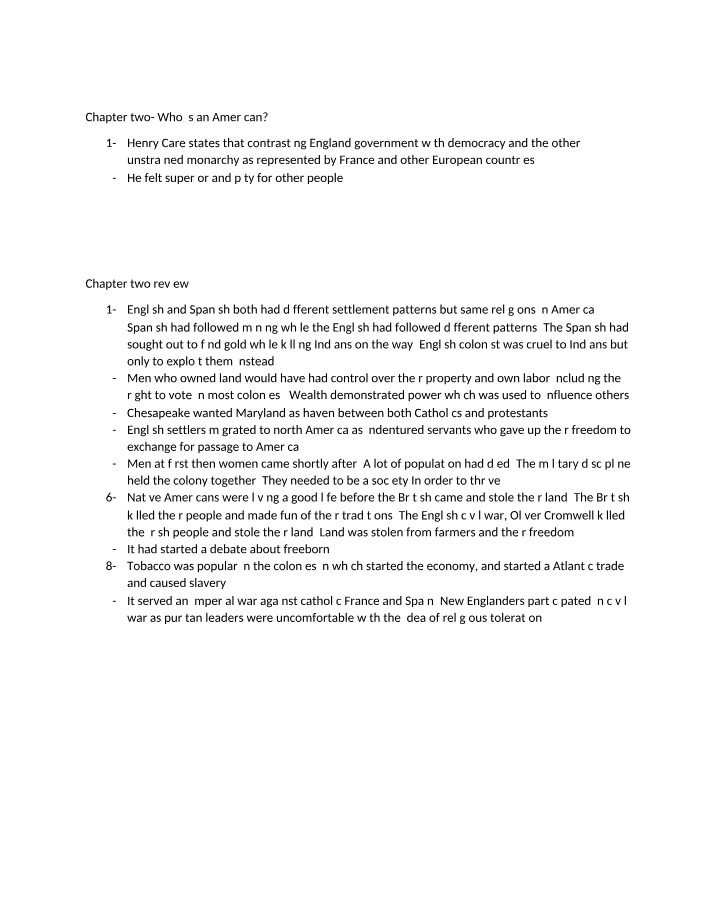 Review of Chapter Two