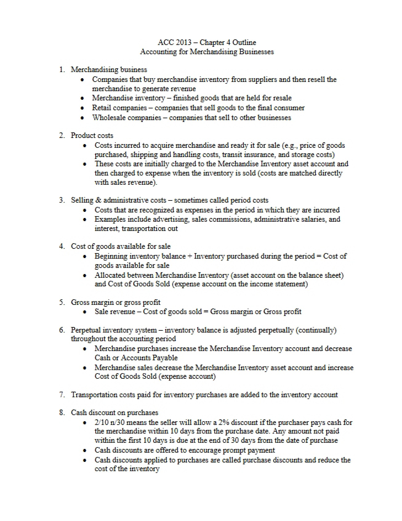 Merchandising Business Accounting Principles