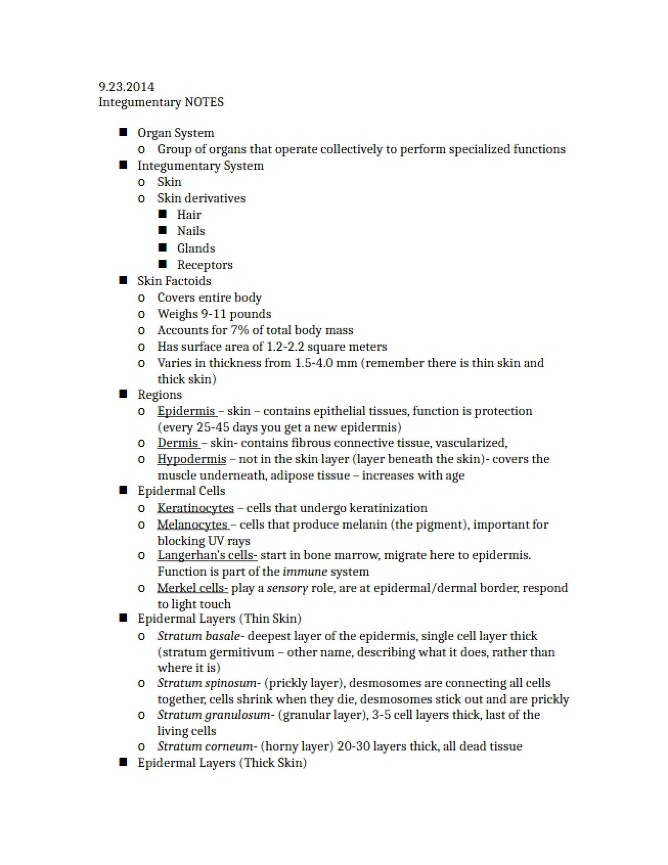 Integumentary System (Sep 23)