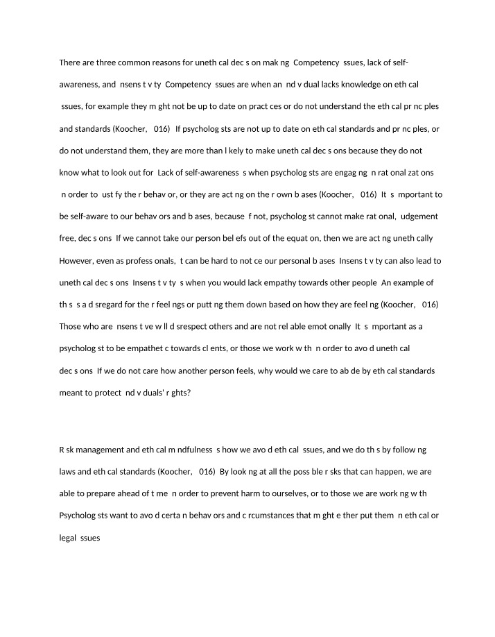 Short Paper on Unethical Decision Making