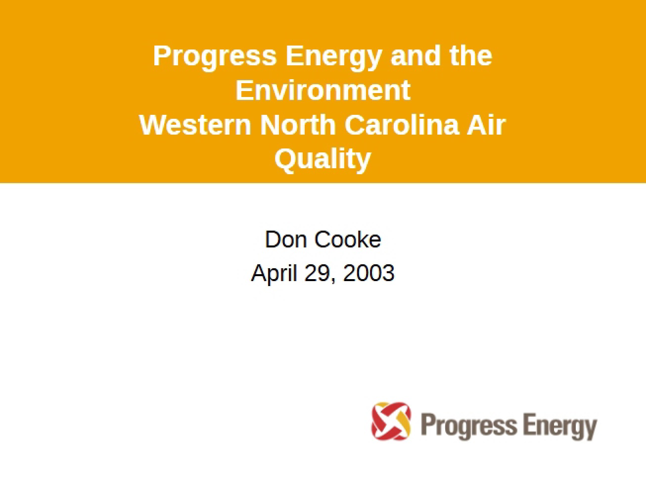 Presentation Progress Energy