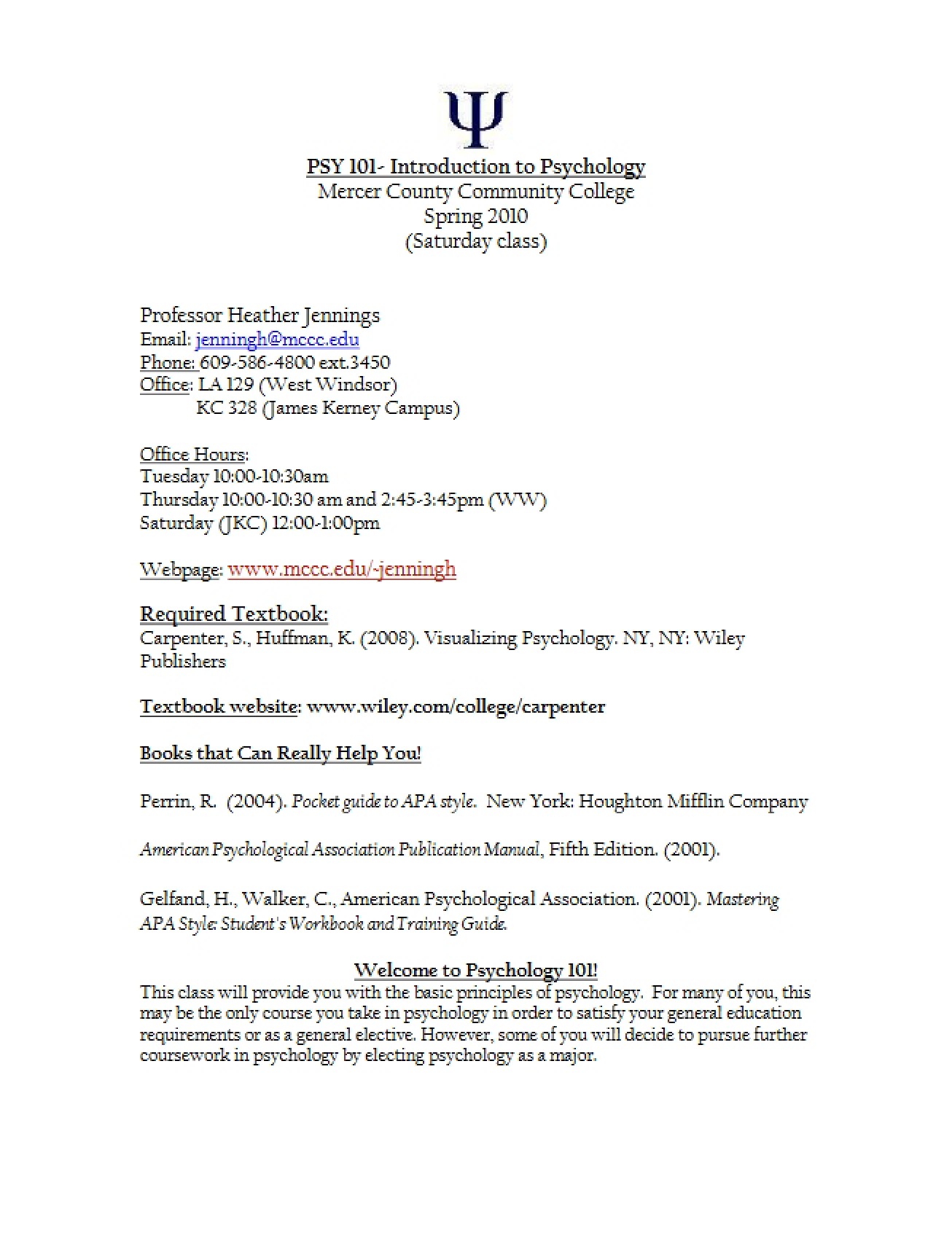 Psychology Course Outline